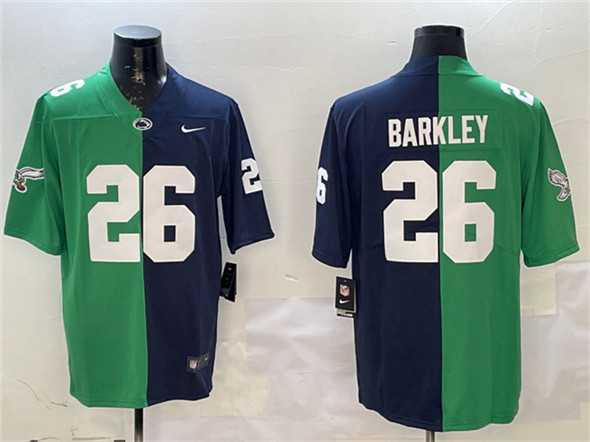 Mens Philadelphia Eagles #26 Saquon Barkley Green & Navy Split Vapor Untouchable Limited Stitched Jersey Dzhi